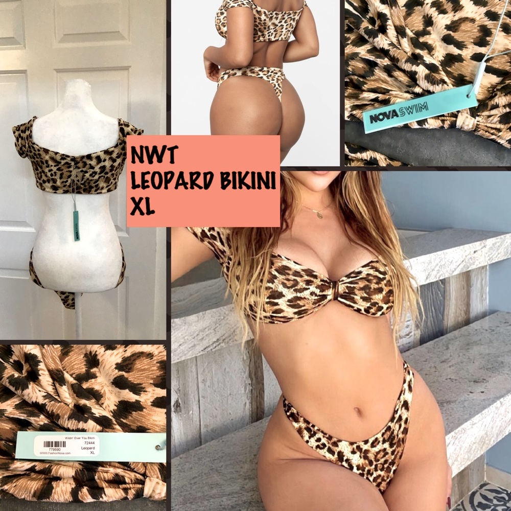 NWT LEOPARD PRINT BIKINI XLARGE